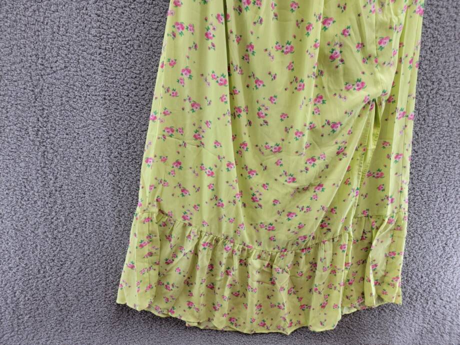 Wayf Darlin One Shoulder Cutout Maxi Dress Women's XL Lemon Ditsy Side Slit