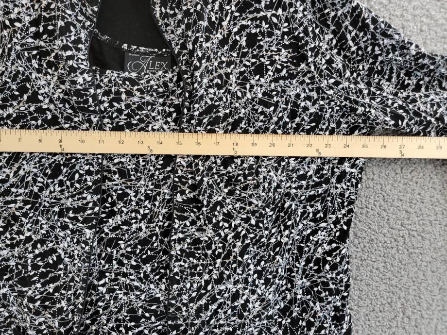 Alex Evenings Plus Metallic Printed Twinset Top Womens 2X Black/White 3/4 Sleeve