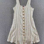 Vince Camuto Stripe Button Front Dress Women's XL Windsor Linen Blend Sleeveless