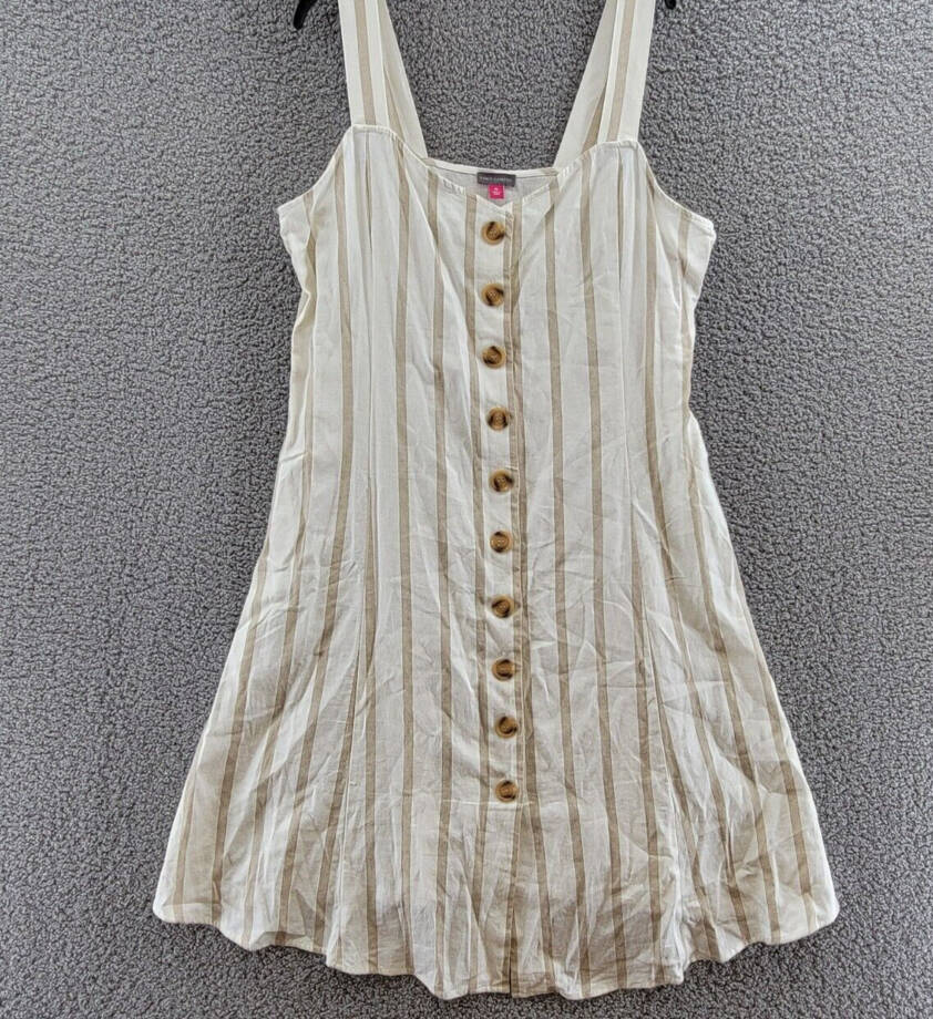 Vince Camuto Stripe Button Front Dress Women's XL Windsor Linen Blend Sleeveless