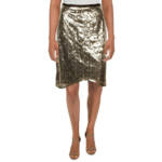 Gracia Sequined Mini Skirt Women's XL Silver Embellished Back Zipped Closure