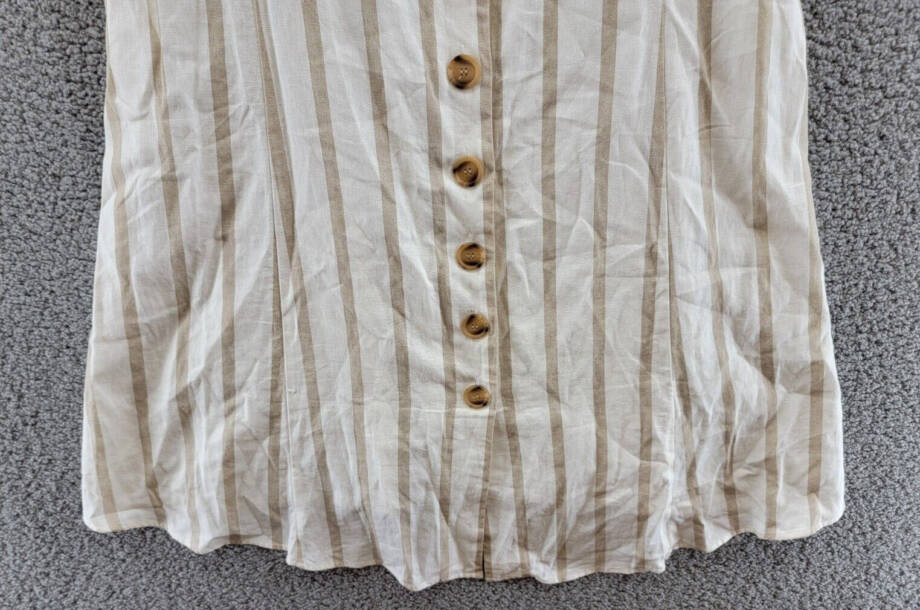 Vince Camuto Stripe Button Front Dress Women's XL Windsor Linen Blend Sleeveless