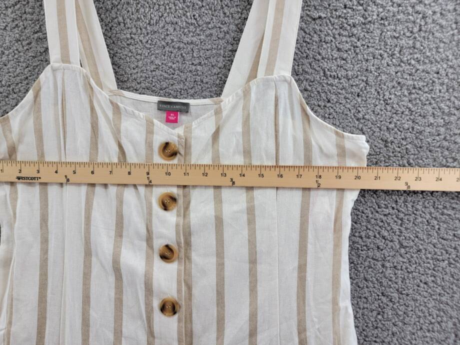 Vince Camuto Stripe Button Front Dress Women's XL Windsor Linen Blend Sleeveless