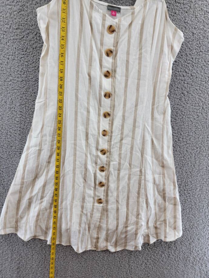 Vince Camuto Stripe Button Front Dress Women's XL Windsor Linen Blend Sleeveless