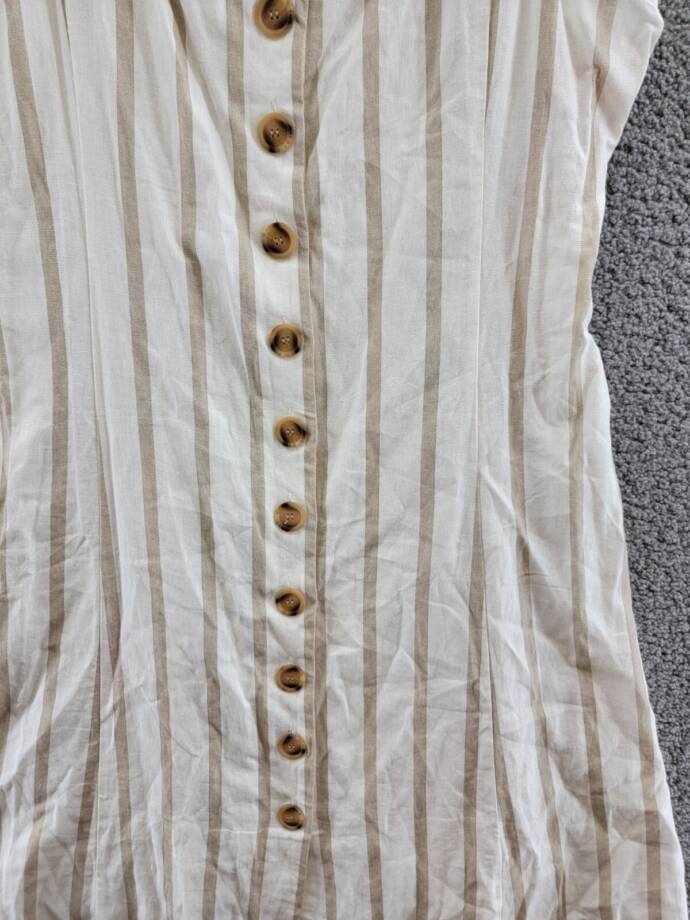 Vince Camuto Stripe Button Front Dress Women's XL Windsor Linen Blend Sleeveless