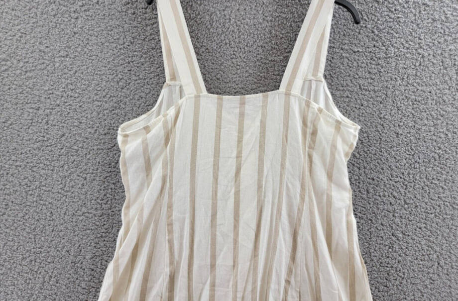 Vince Camuto Stripe Button Front Dress Women's XL Windsor Linen Blend Sleeveless
