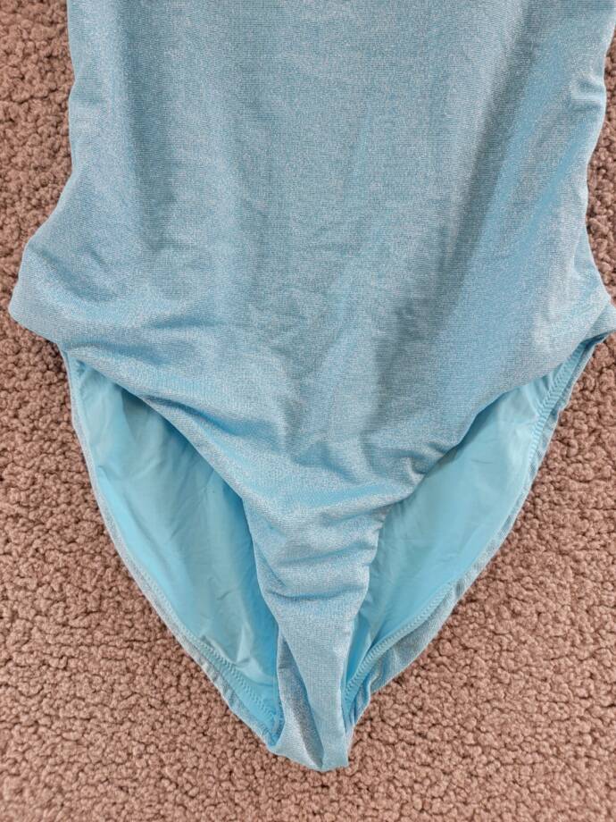 AQUA Swim Square Neck One Piece Swimsuit Women's XS Fresh Aqua Glitter Pull On