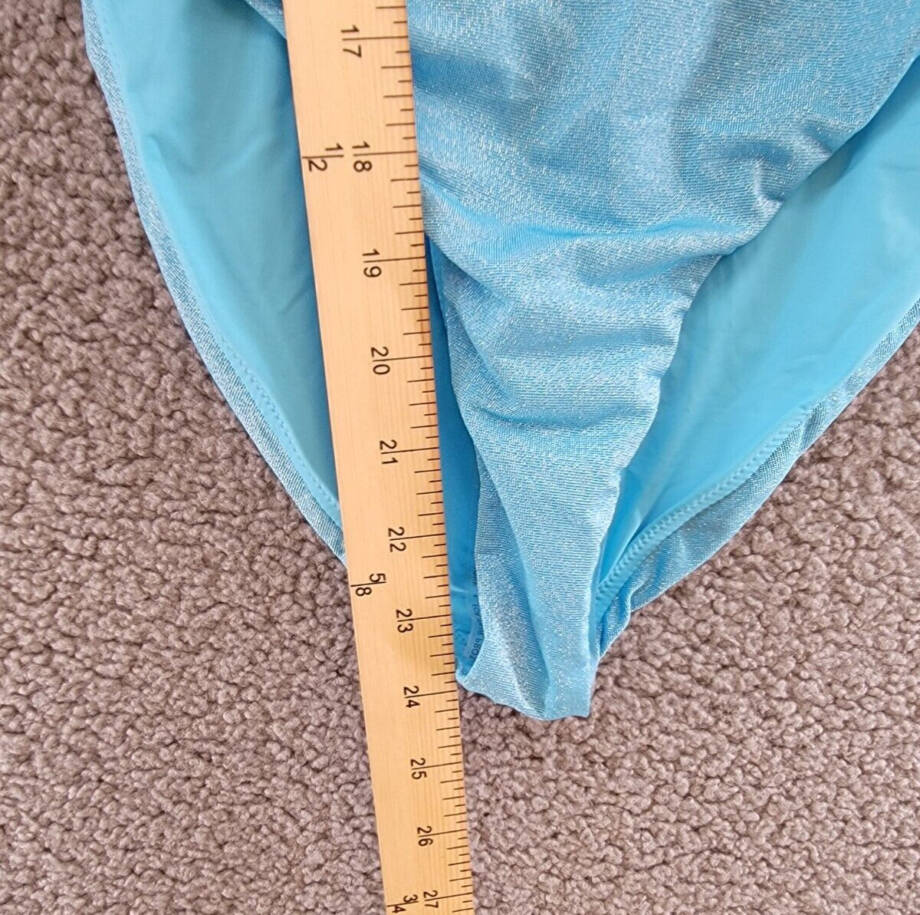 AQUA Swim Square Neck One Piece Swimsuit Women's XS Fresh Aqua Glitter Pull On