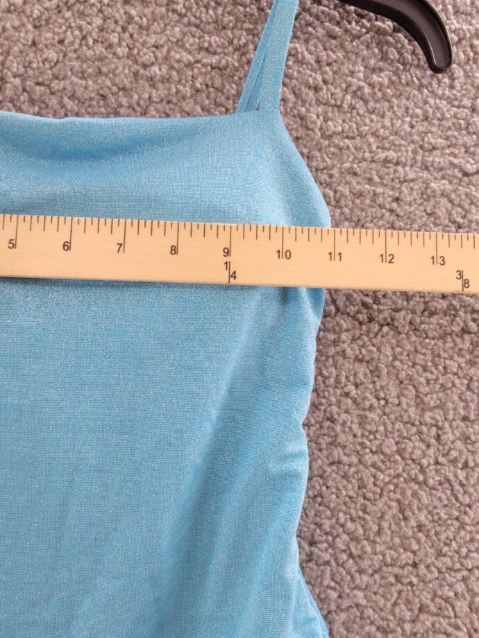 AQUA Swim Square Neck One Piece Swimsuit Women's XS Fresh Aqua Glitter Pull On