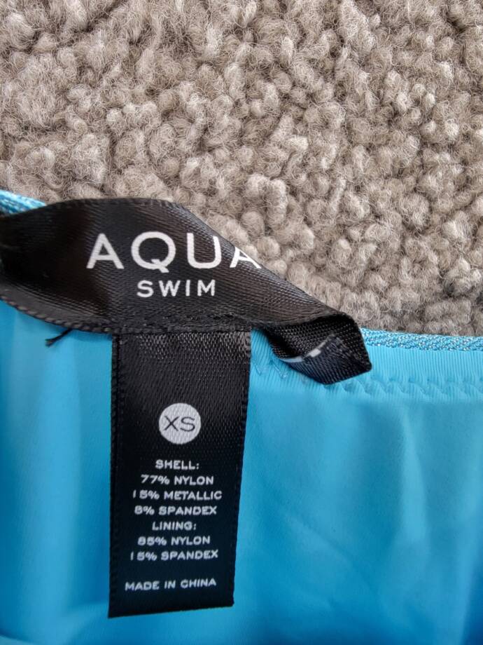 AQUA Swim Square Neck One Piece Swimsuit Women's XS Fresh Aqua Glitter Pull On