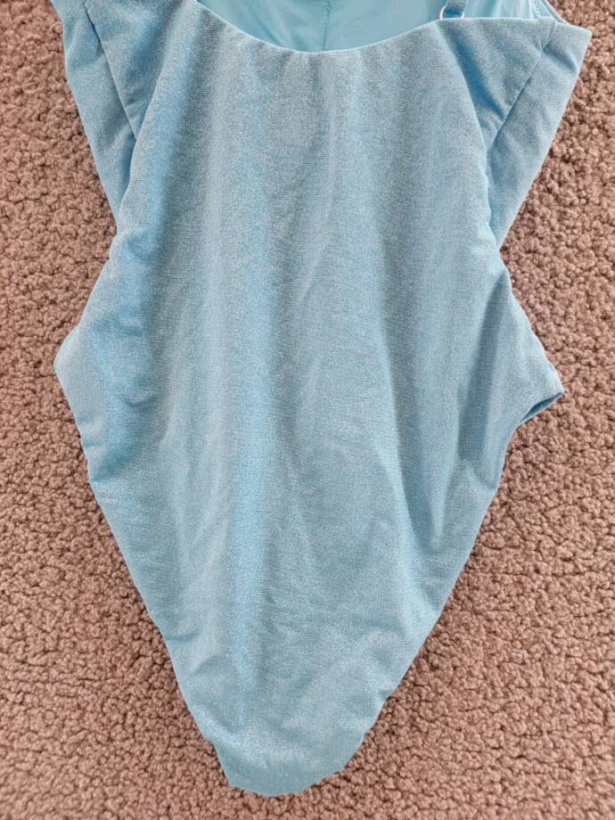AQUA Swim Square Neck One Piece Swimsuit Women's XS Fresh Aqua Glitter Pull On
