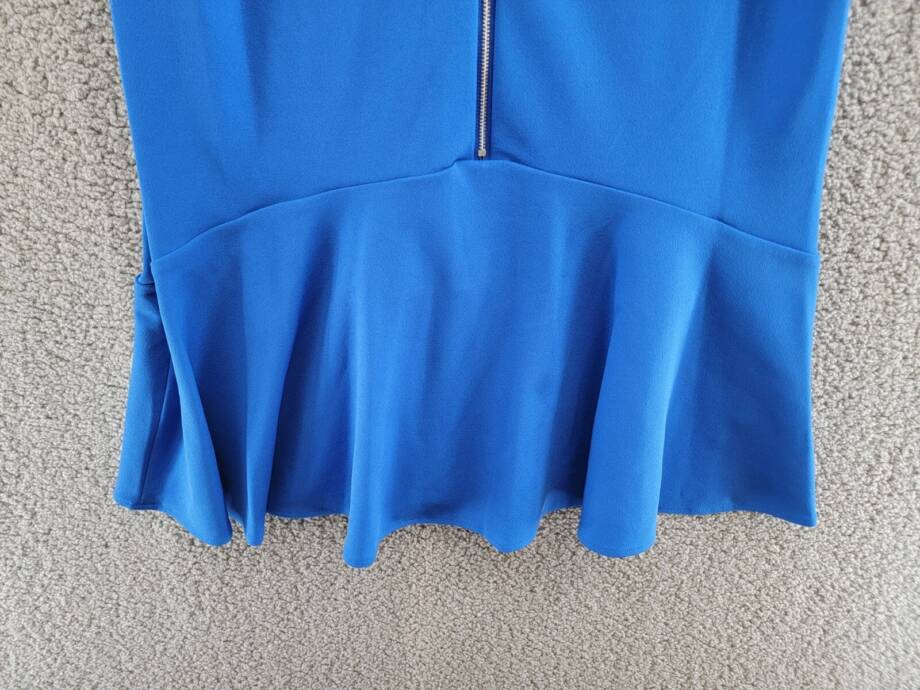 Karl Lagerfeld Paris Scuba Party Mini Dress Women's 14 Blue Sleeveless Front Zip