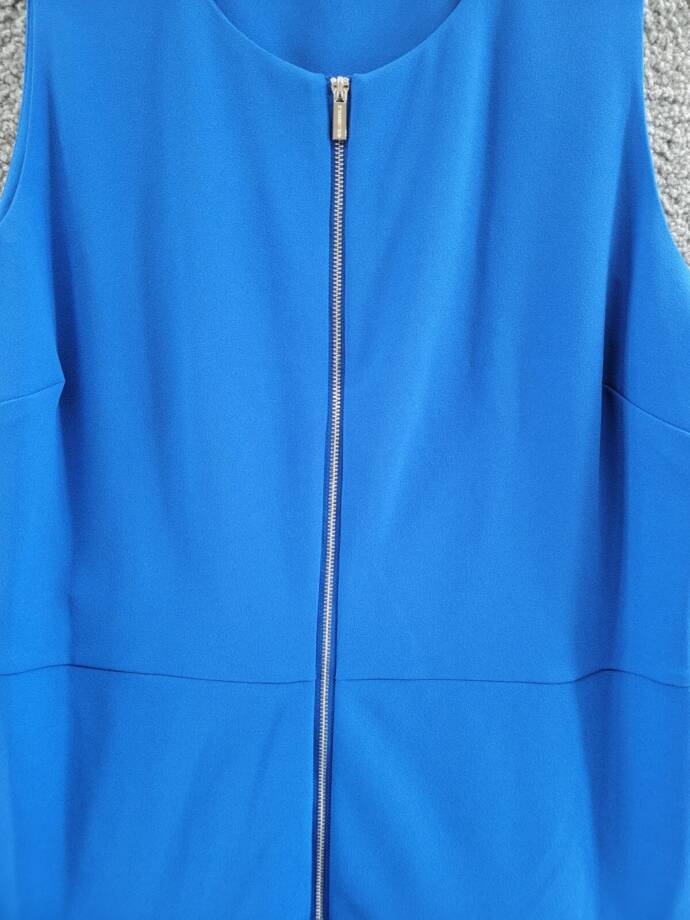 Karl Lagerfeld Paris Scuba Party Mini Dress Women's 14 Blue Sleeveless Front Zip