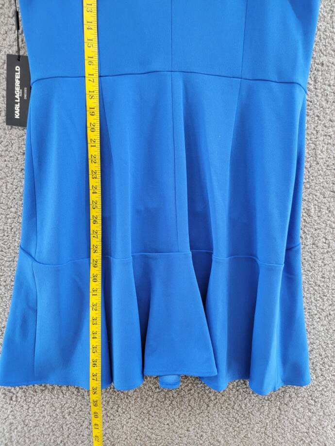 Karl Lagerfeld Paris Scuba Party Mini Dress Women's 14 Blue Sleeveless Front Zip