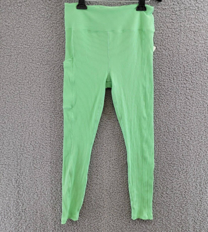 Year of Ours Ribbed Pocket Leggings Women's XL Green Watermelon Elastic Waist