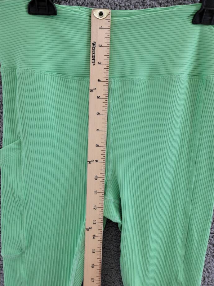 Year of Ours Ribbed Pocket Leggings Women's XL Green Watermelon Elastic Waist