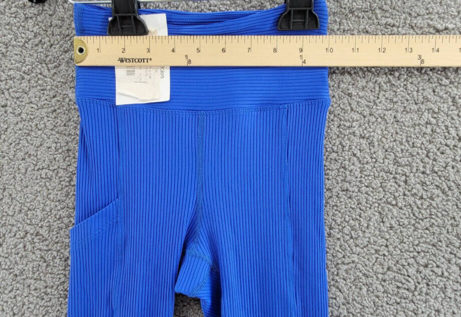Year of Ours Ribbed Pocket Leggings Women's XS Blue Solid Elastic Waist Pull On
