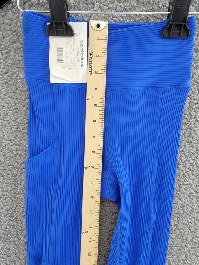 Year of Ours Ribbed Pocket Leggings Women's XS Blue Solid Elastic Waist Pull On