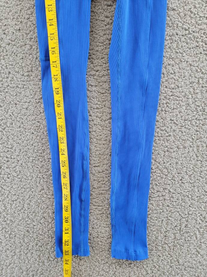 Year of Ours Ribbed Pocket Leggings Women's XS Blue Solid Elastic Waist Pull On