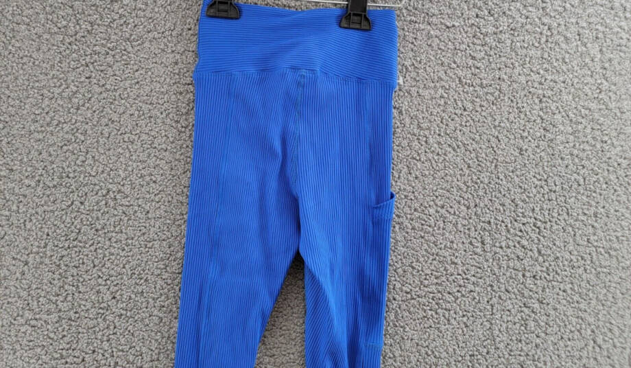 Year of Ours Ribbed Pocket Leggings Women's XS Blue Solid Elastic Waist Pull On