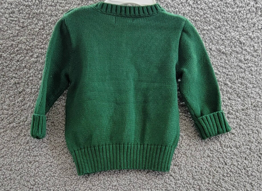 Ralph Lauren Dog-Intarsia Crewneck Sweater Baby Boys' 9M Green Long Sleeve