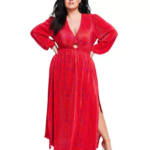 Nina Parker Plus Size Keyhole Printed Pleated Maxi Dress Women's 3X Orange/Pink