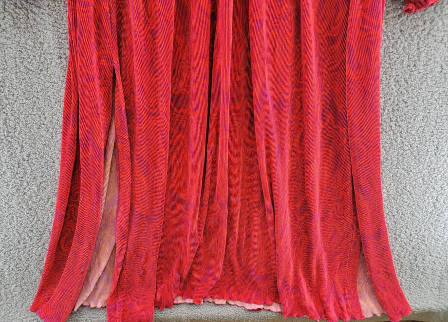 Nina Parker Plus Size Keyhole Printed Pleated Maxi Dress Women's 3X Orange/Pink