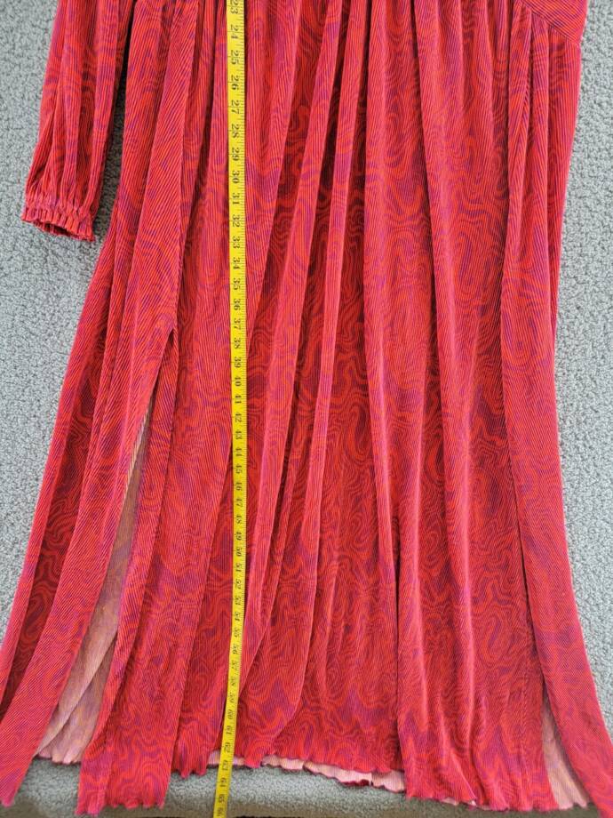 Nina Parker Plus Size Keyhole Printed Pleated Maxi Dress Women's 3X Orange/Pink