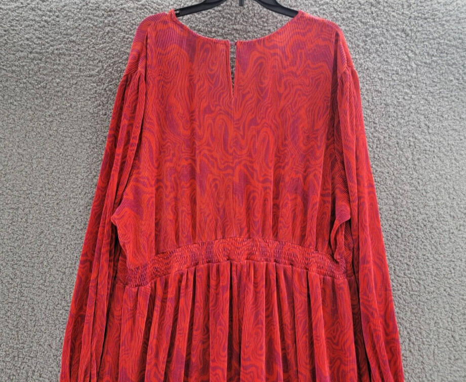 Nina Parker Plus Size Keyhole Printed Pleated Maxi Dress Women's 3X Orange/Pink