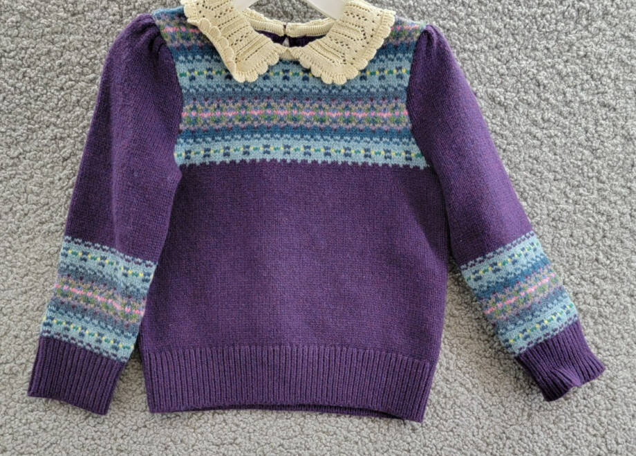 Ralph Lauren Fair Isle Wool-Blend Sweater Little Girl 2 Purple Multi Button Back