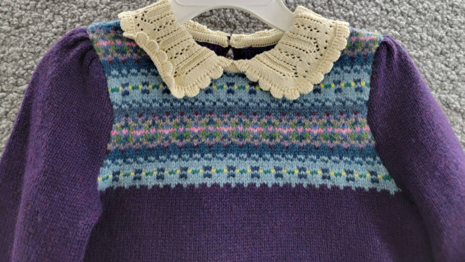 Ralph Lauren Fair Isle Wool-Blend Sweater Little Girl 2 Purple Multi Button Back