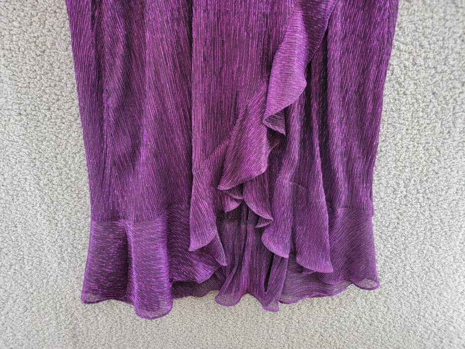 kensie Ruffled Faux-Wrap Dress Women's 4 Iris Tie Waist V-Neck Back Zip Closure