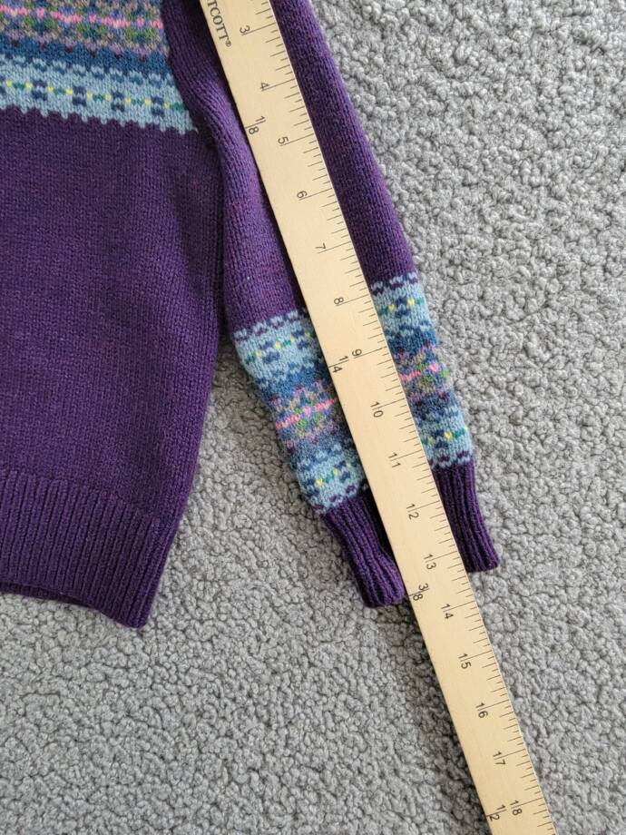Ralph Lauren Fair Isle Wool-Blend Sweater Little Girl 2 Purple Multi Button Back