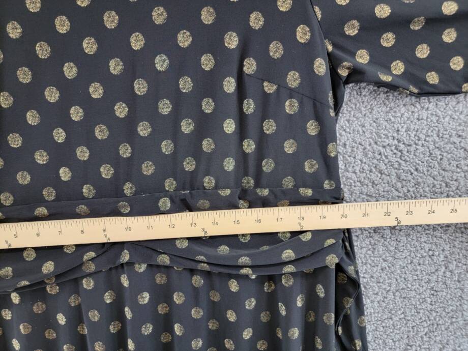 Tommy Hilfiger Plus Size Foil-Dot Midi Dress Women's 16W Black/Gold Back Zip L/S