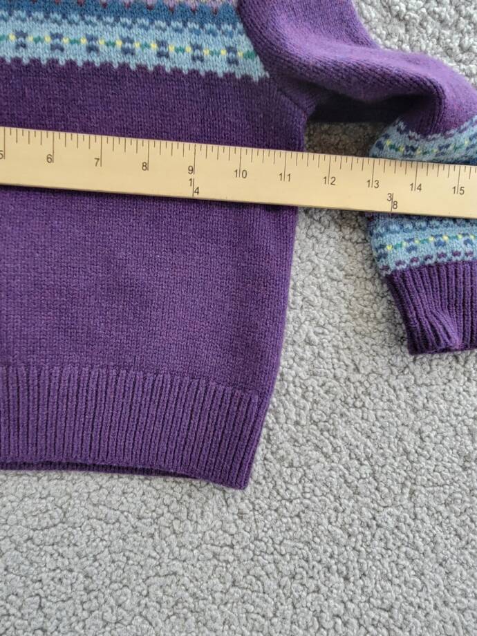 Ralph Lauren Fair Isle Wool-Blend Sweater Little Girl 2 Purple Multi Button Back