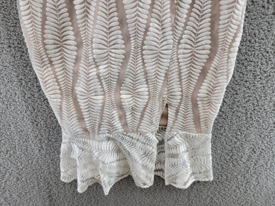 GUESS Embroidered Mesh Sleeveless Sheath Dress Women's 10 White/Nude Back Zip
