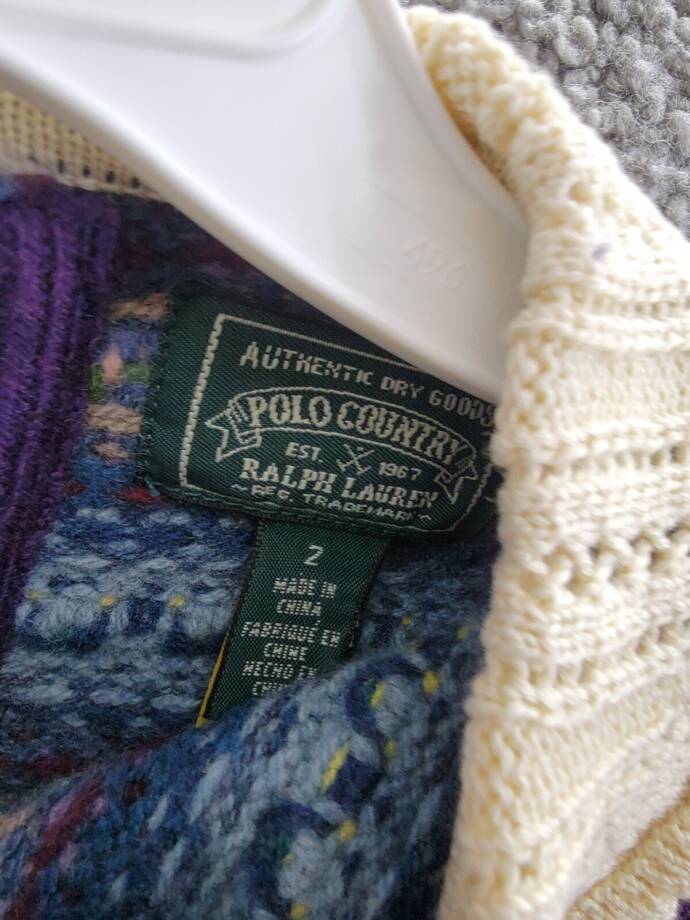 Ralph Lauren Fair Isle Wool-Blend Sweater Little Girl 2 Purple Multi Button Back