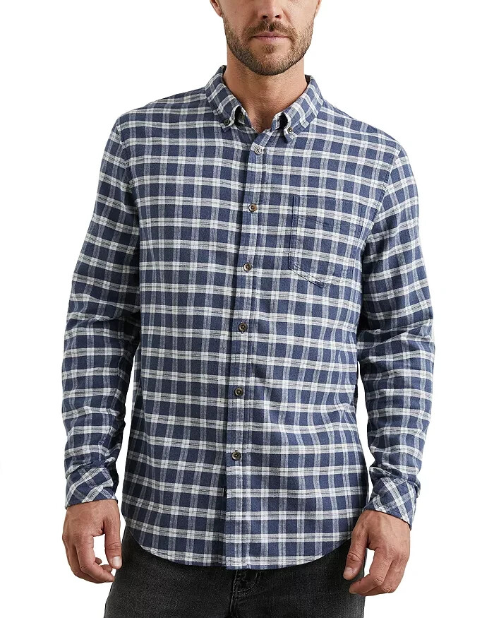 Rails Reid Check Button Down Shirt Men's XL Midnight Gray Melange Pocket L/S