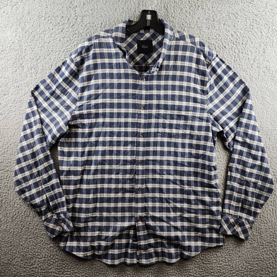 Rails Reid Check Button Down Shirt Men's XL Midnight Gray Melange Pocket L/S