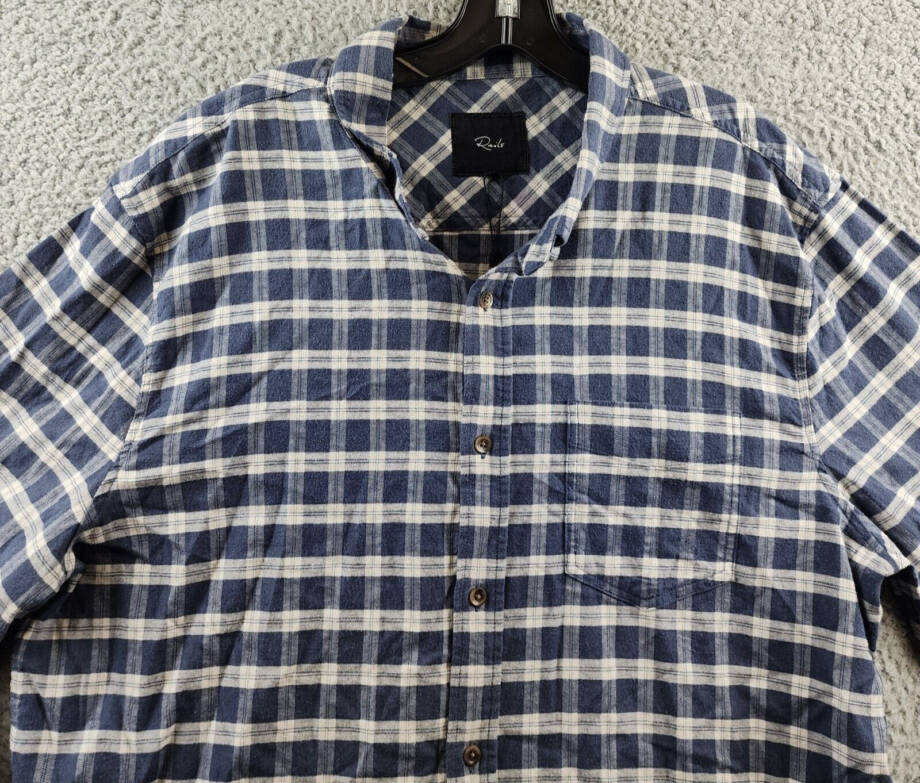 Rails Reid Check Button Down Shirt Men's XL Midnight Gray Melange Pocket L/S