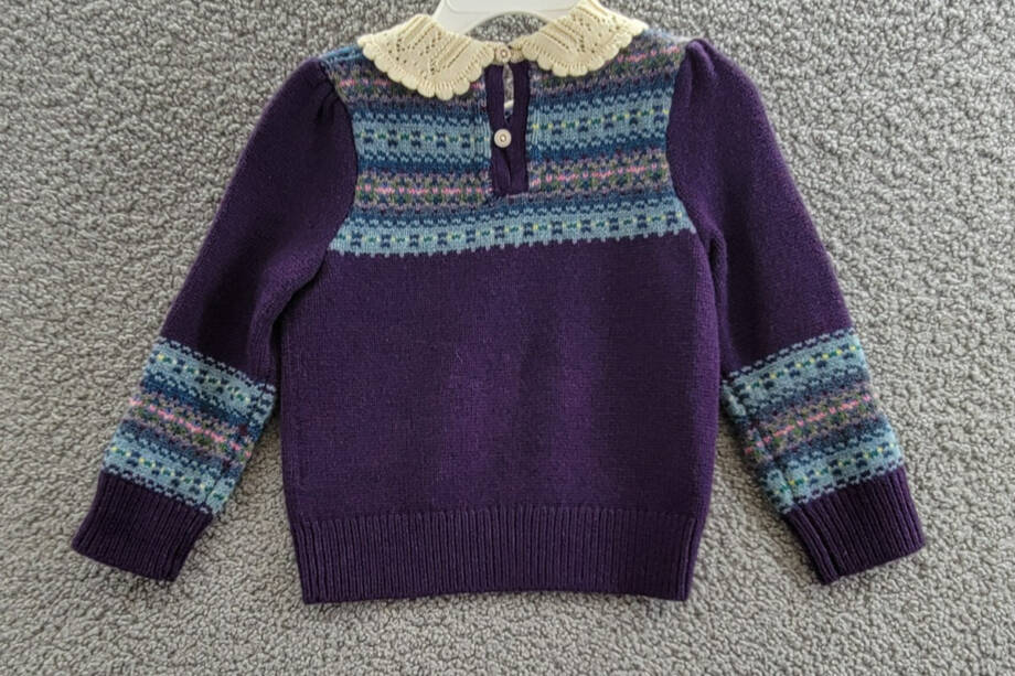 Ralph Lauren Fair Isle Wool-Blend Sweater Little Girl 2 Purple Multi Button Back