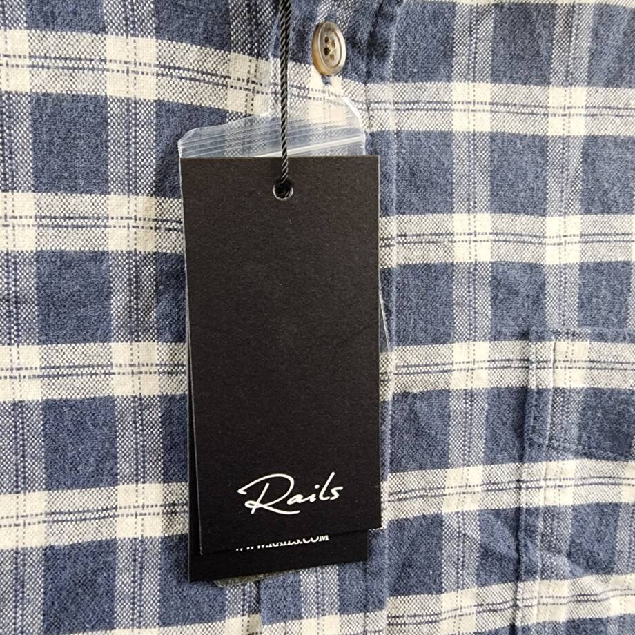 Rails Reid Check Button Down Shirt Men's XL Midnight Gray Melange Pocket L/S
