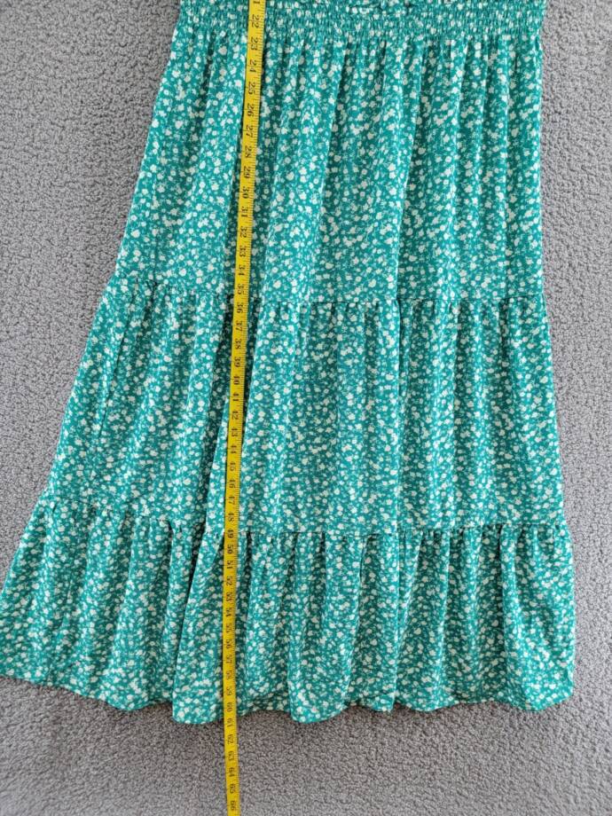 London Times Plus Size Floral-Print Tiered Maxi Dress Women's 16W Jade/White S/S