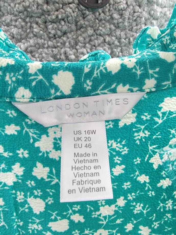 London Times Plus Size Floral-Print Tiered Maxi Dress Women's 16W Jade/White S/S