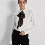 Lauren Ralph Lauren Pintucked Broadcloth Shirt Womens S White Long Sleeve Button