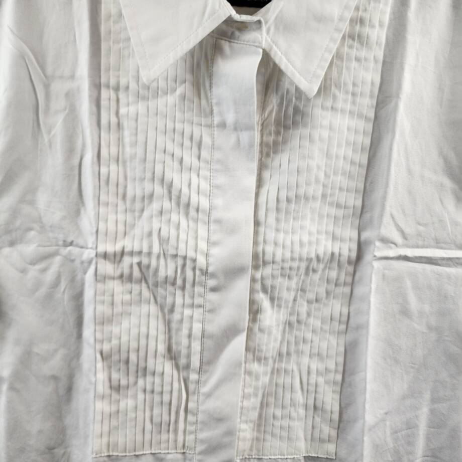 Lauren Ralph Lauren Pintucked Broadcloth Shirt Womens S White Long Sleeve Button