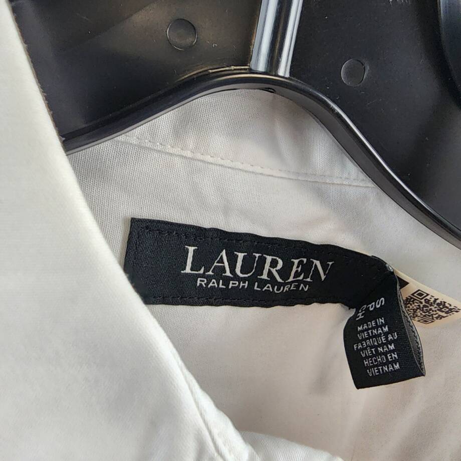 Lauren Ralph Lauren Pintucked Broadcloth Shirt Womens S White Long Sleeve Button