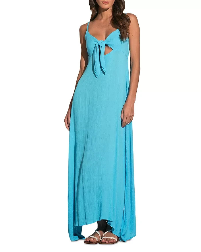 Elan Sleeveless Cutout Maxi Dress Women's XS Aqua Sweetheart Neck Adjustable~