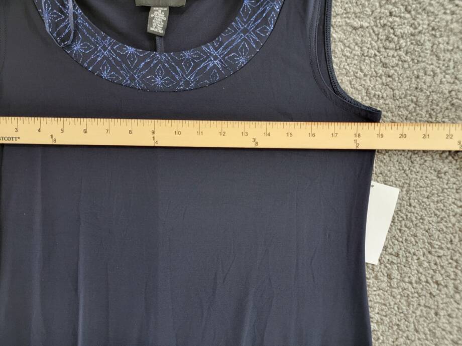 R & M Richards Glitter Trim Sheath Dress Women's 8 Navy Sleeveless Pullover