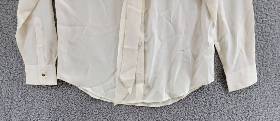 Lauren Ralph Lauren Crepe Tie-Neck Shirt Women's M Winter Cream Pockets L/S